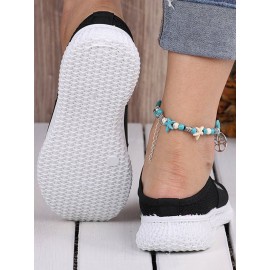 Casual Plain Breathable Slip On Flat Heel Fly Woven Shoes Split Joint