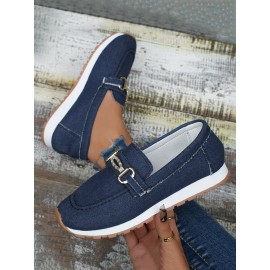 Casual Plain Non-Slip Slip On Flat Heel Deep Mouth Shoes Metal