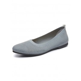 Casual Plain Breathable Slip On Flat Heel Shallow Shoes Hollow Out