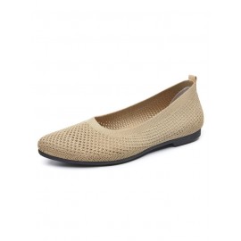Casual Plain Breathable Slip On Flat Heel Shallow Shoes Hollow Out