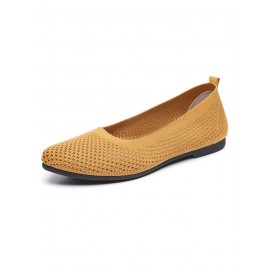 Casual Plain Breathable Slip On Flat Heel Shallow Shoes Hollow Out