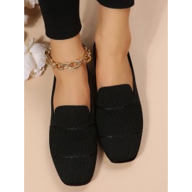 Casual Plain Breathable Slip On Low Heel Deep Mouth Shoes Hollow Out