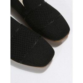 Casual Plain Breathable Slip On Low Heel Deep Mouth Shoes Hollow Out