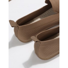 Casual Plain Breathable Slip On Low Heel Deep Mouth Shoes Hollow Out