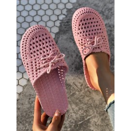 Women Lace Up Hollow Out Waterproof Beach Mules
