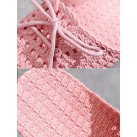 Women Lace Up Hollow Out Waterproof Beach Mules