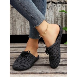 Women Lace Up Hollow Out Waterproof Beach Mules