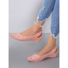 Waterproof Floral Wedge Heel Slingback Shallow Shoes