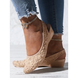 Waterproof Floral Wedge Heel Slingback Shallow Shoes