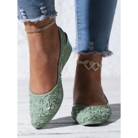 Waterproof Floral Wedge Heel Slingback Shallow Shoes