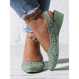 Waterproof Floral Wedge Heel Slingback Shallow Shoes